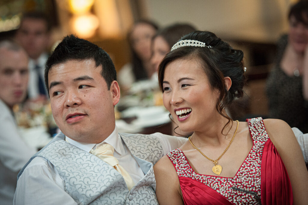 The Pulse of the Day: Real laughter at a Harroigate reception dinner. This is "narrative transportation"—an image that lets you hear the sound of the day.